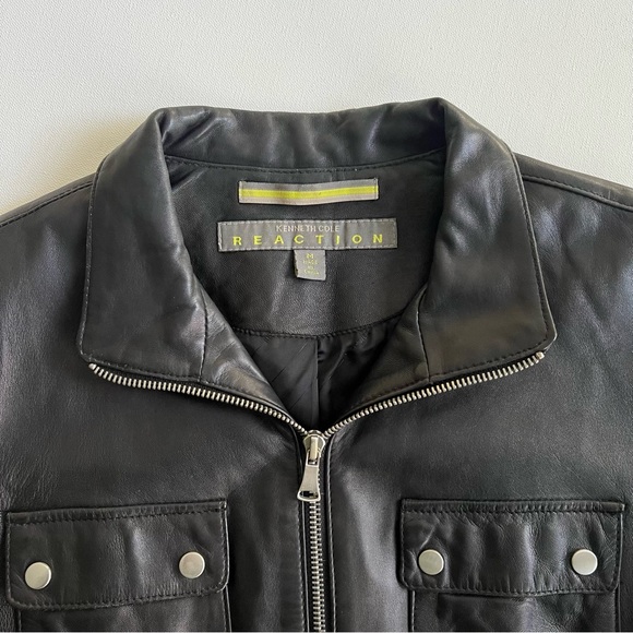 KENNETH COLE Genuine leather Moto coat - Picture 3 of 8